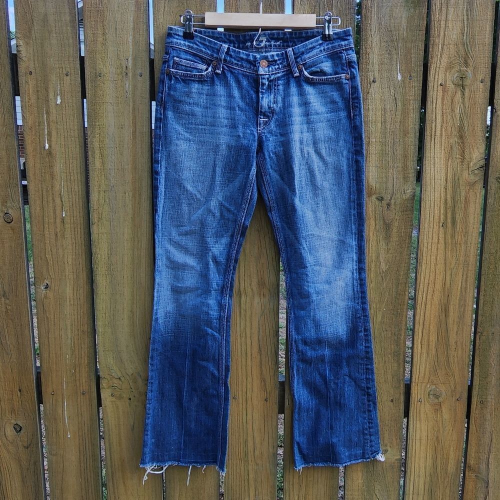 7 For all Man Kind Jeans Unique. Distressed hem Size 27